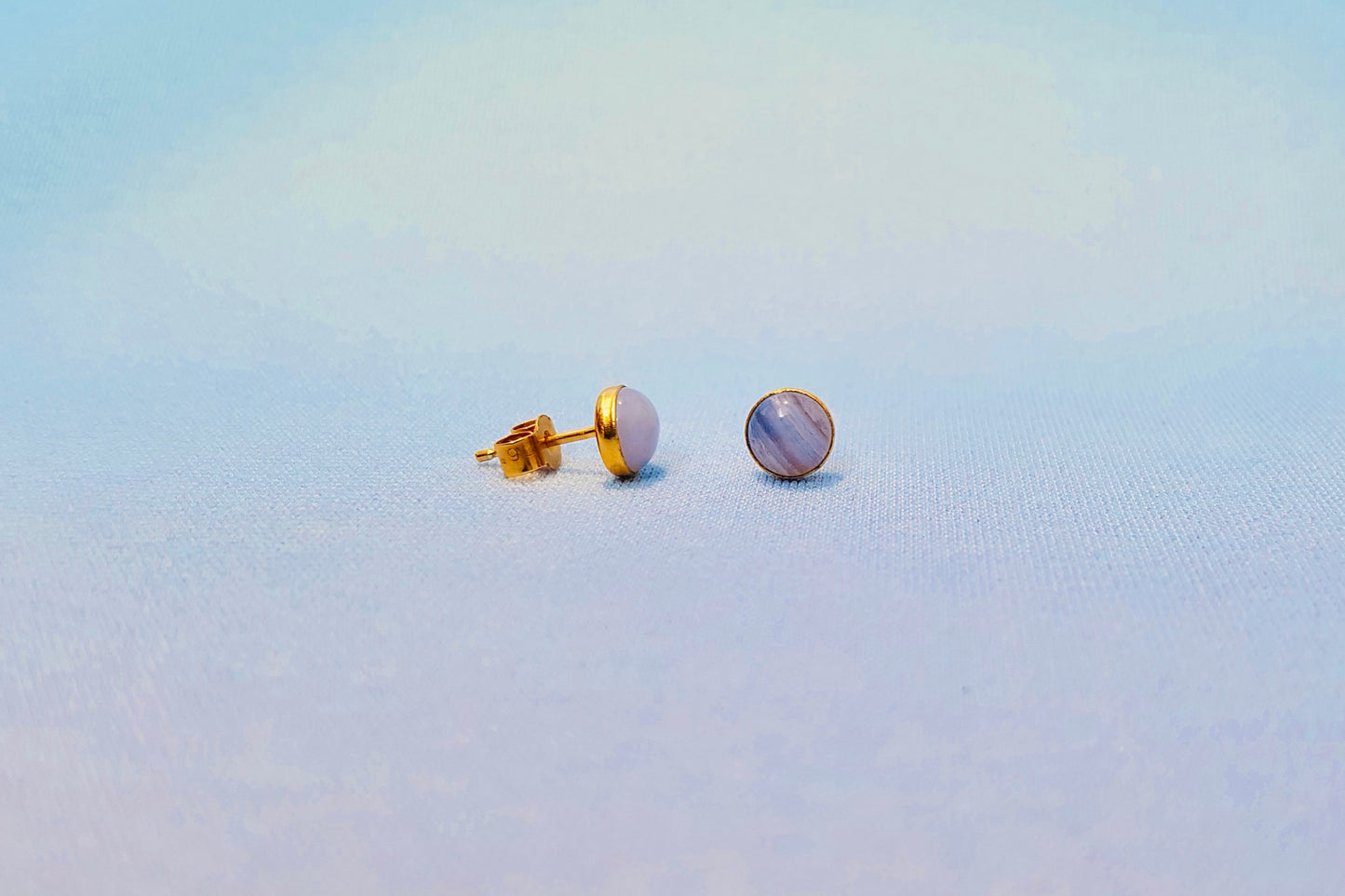 PISCES Blue Lace Agate Earrings in 22ct Gold Vermeil