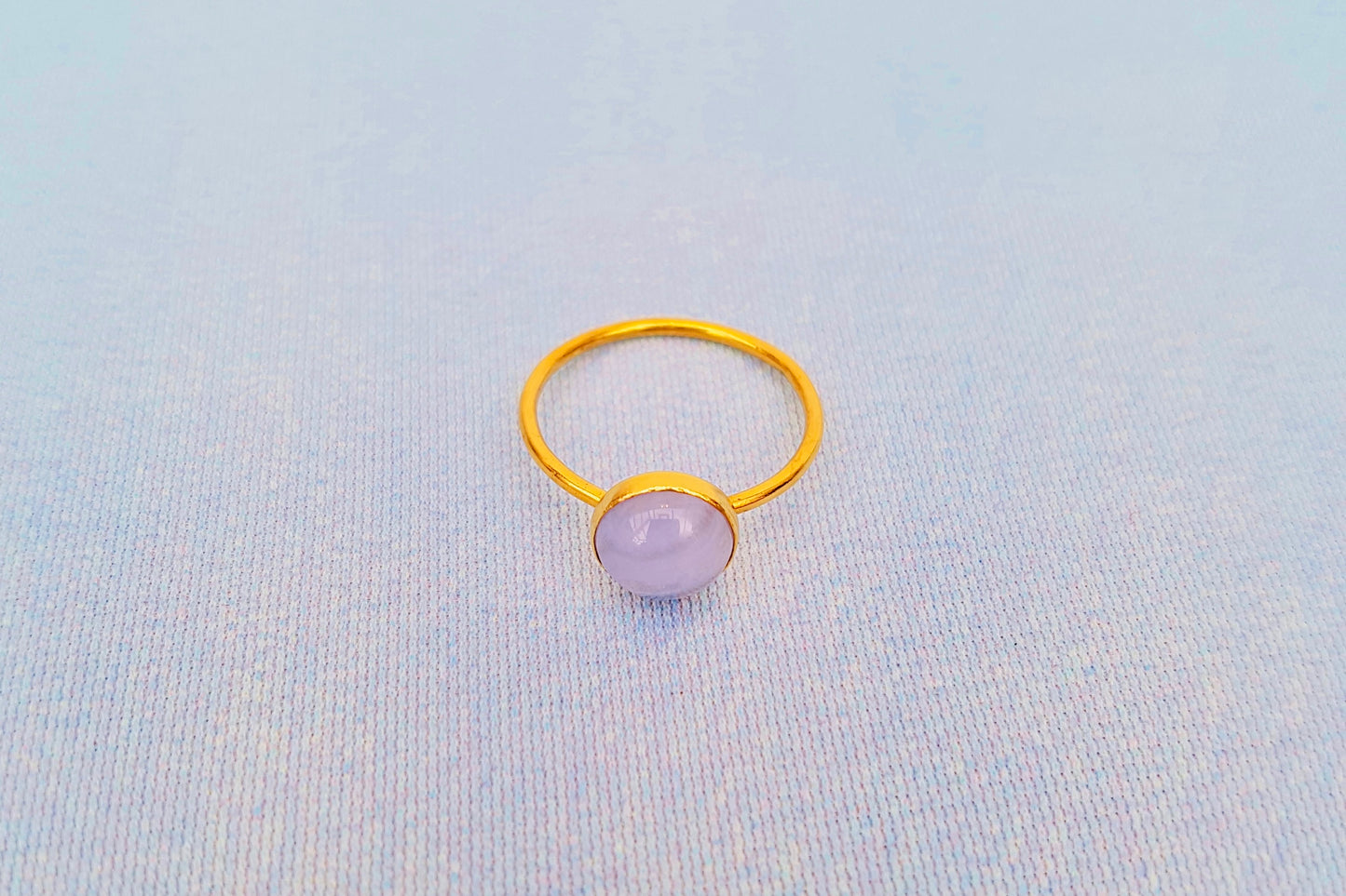 PISCES Blue Lace Agate Ring in 22ct Gold Vermeil