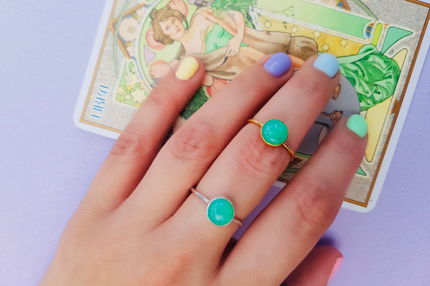 LIBRA Chrysoprase Ring in Sterling Silver