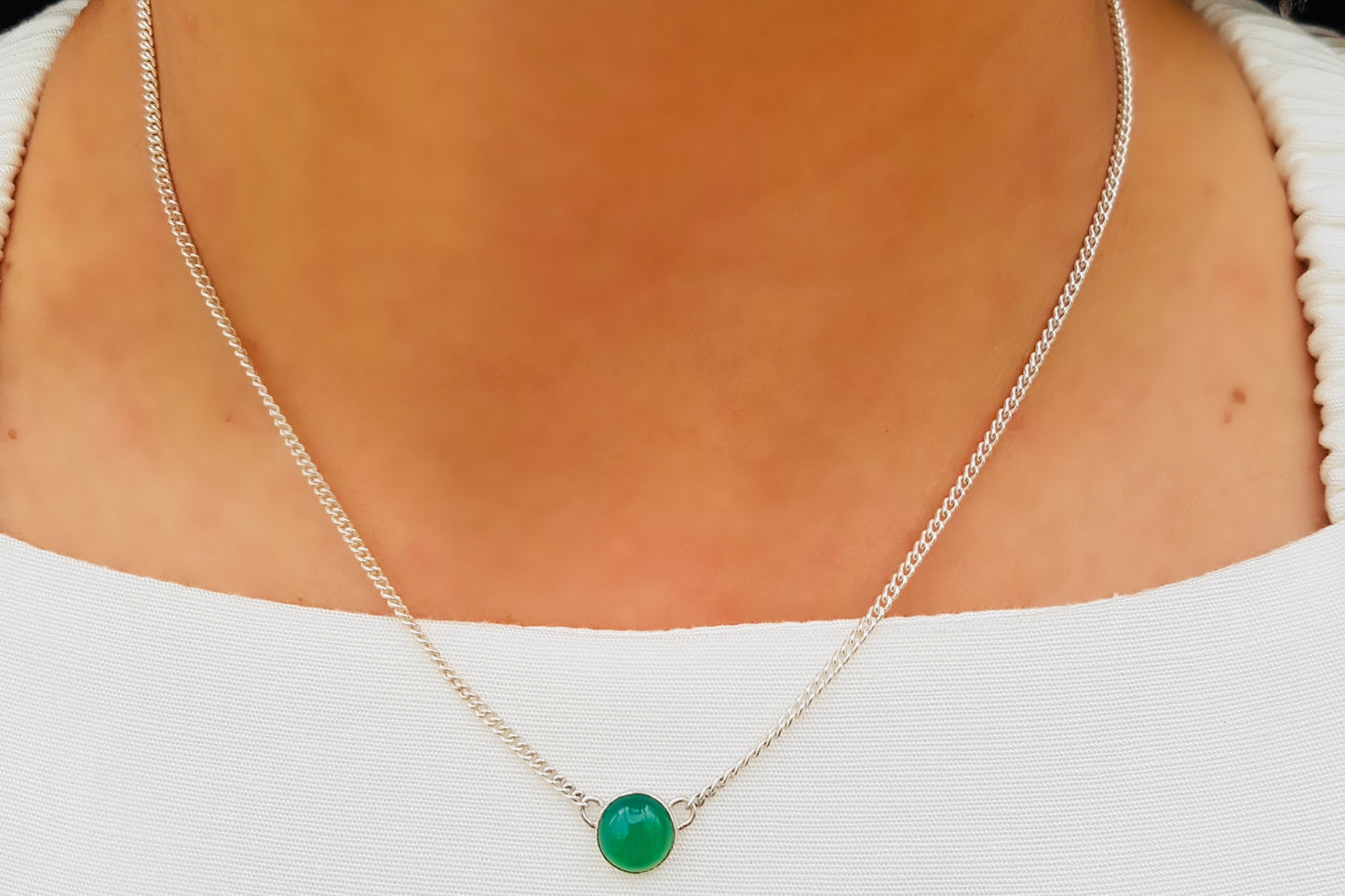 LIBRA Chrysoprase Necklace in Sterling Silver