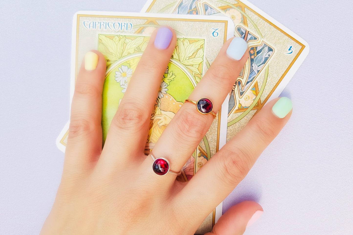 CAPRICORN Garnet Ring in Sterling Silver