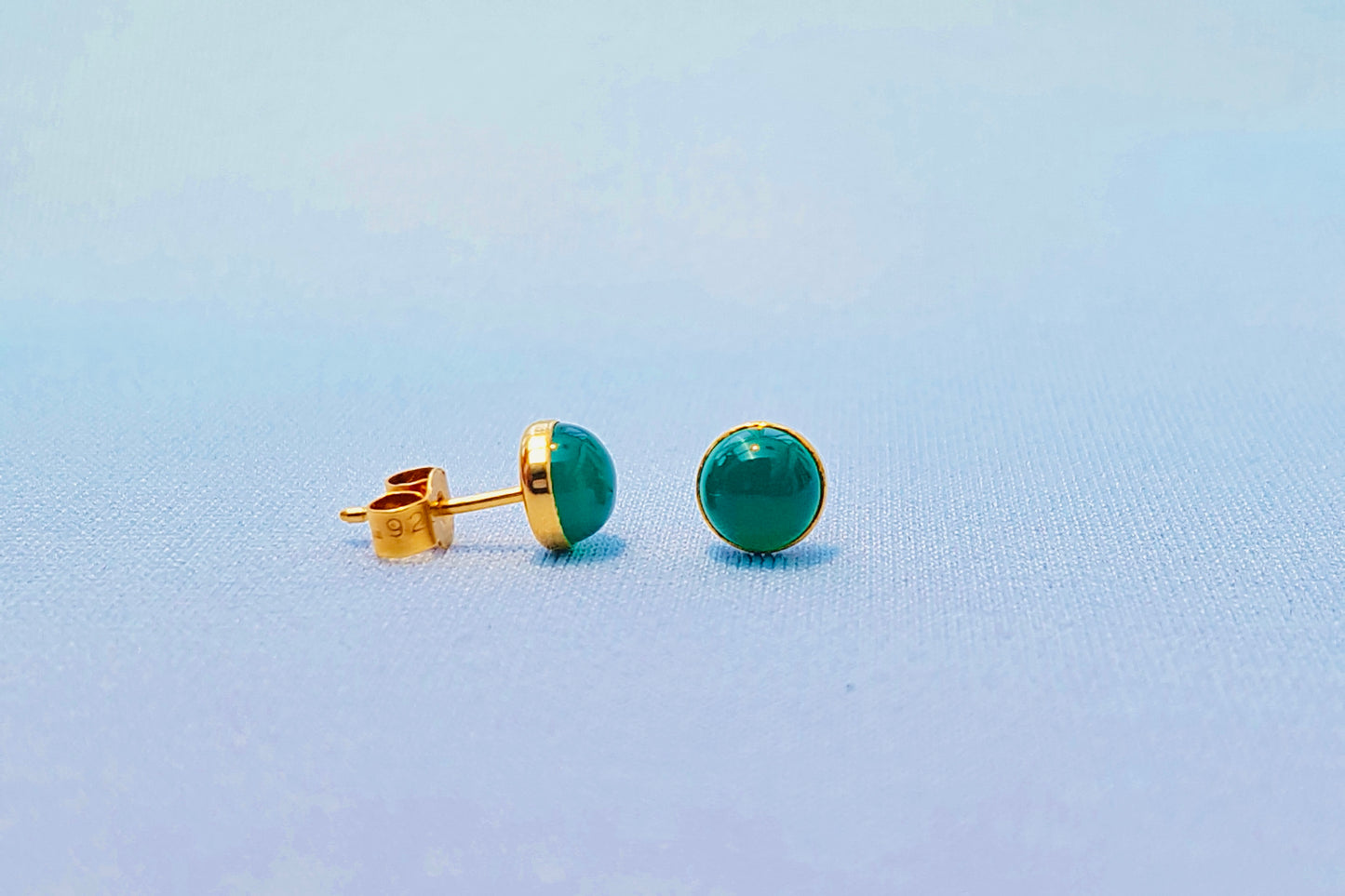 GEMINI Green Agate Earrings in 22ct Gold Vermeil