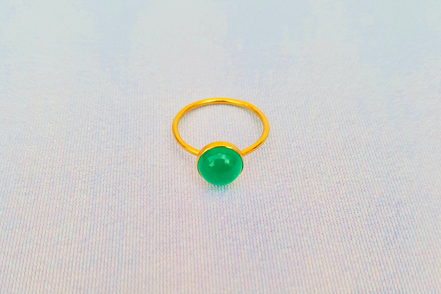 GEMINI Green Agate Ring in 22ct Gold Vermeil