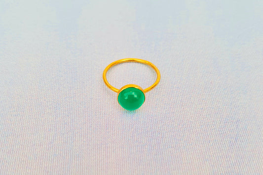 GEMINI Green Agate Ring in 22ct Gold Vermeil