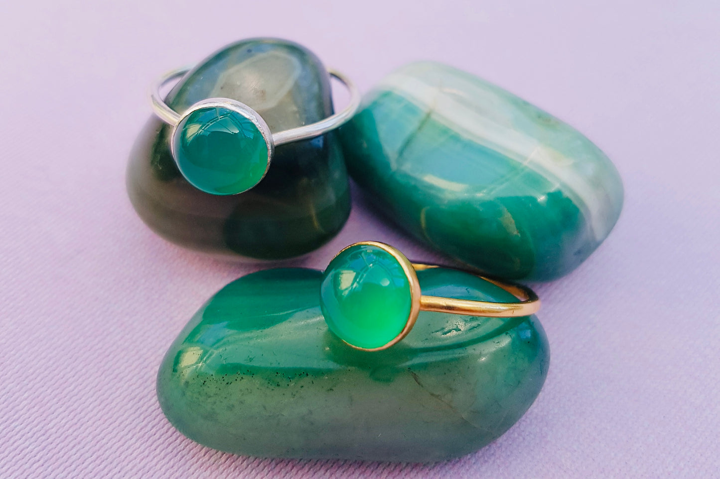 GEMINI Green Agate Ring in Sterling Silver