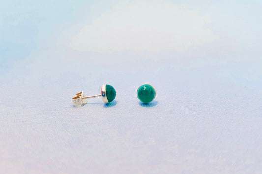 GEMINI Green Agate Earrings in Sterling Silver