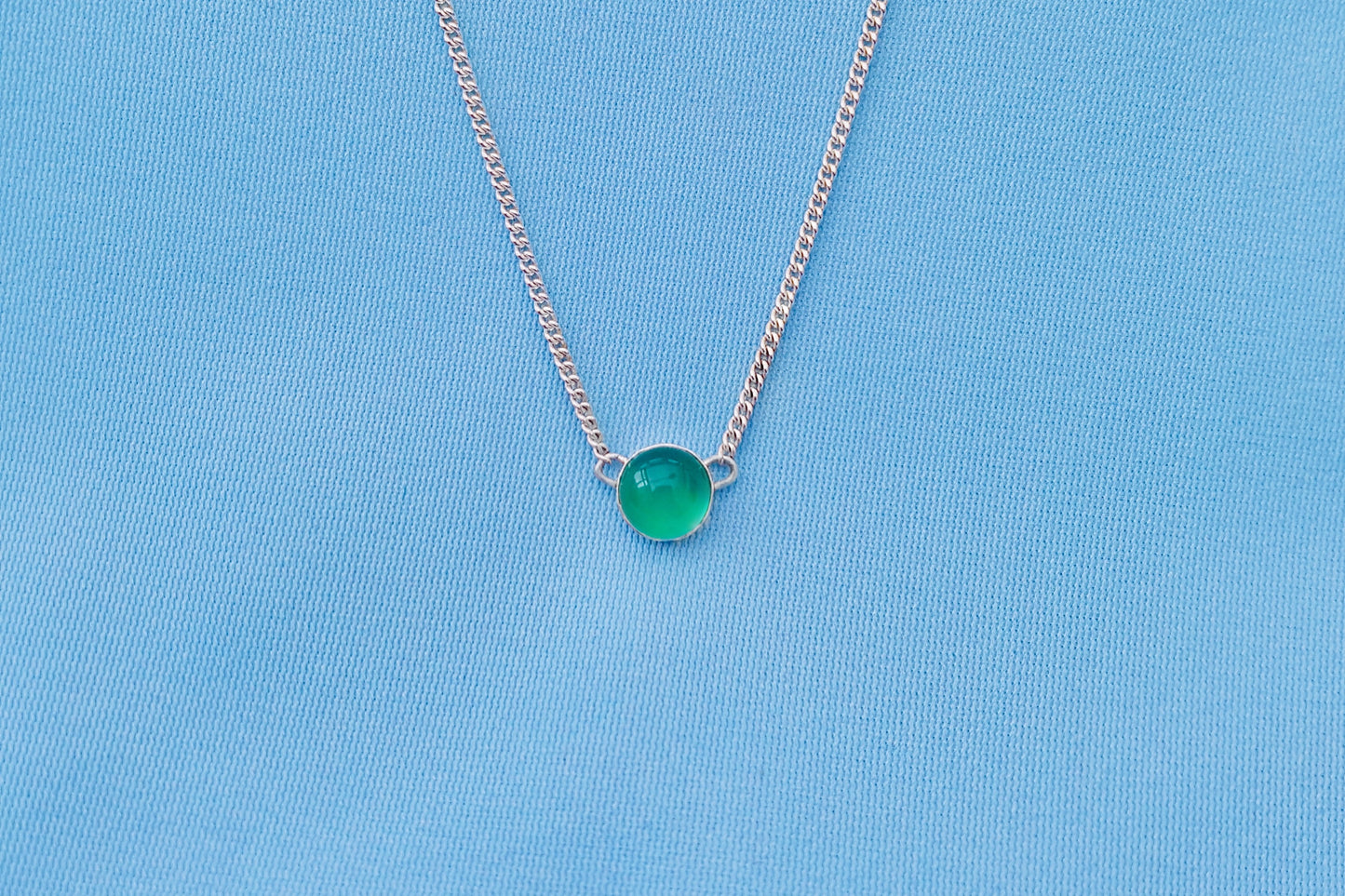 GEMINI Green Agate Necklace in Sterling Silver