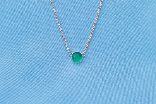 GEMINI Green Agate Necklace in Sterling Silver