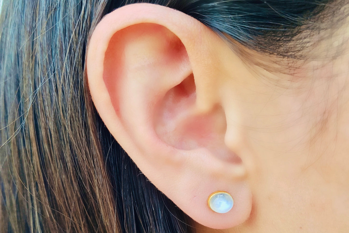 CANCER Rainbow Moonstone Earrings in 22ct Gold Vermeil