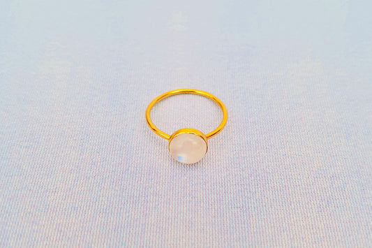 CANCER Rainbow Moonstone Ring in 22ct Gold Vermeil