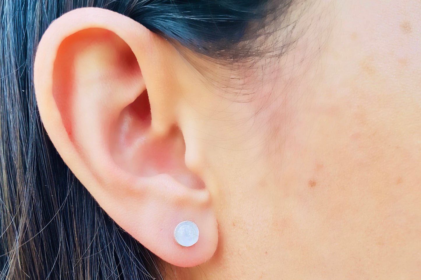 CANCER Rainbow Moonstone Earrings in Sterling Silver