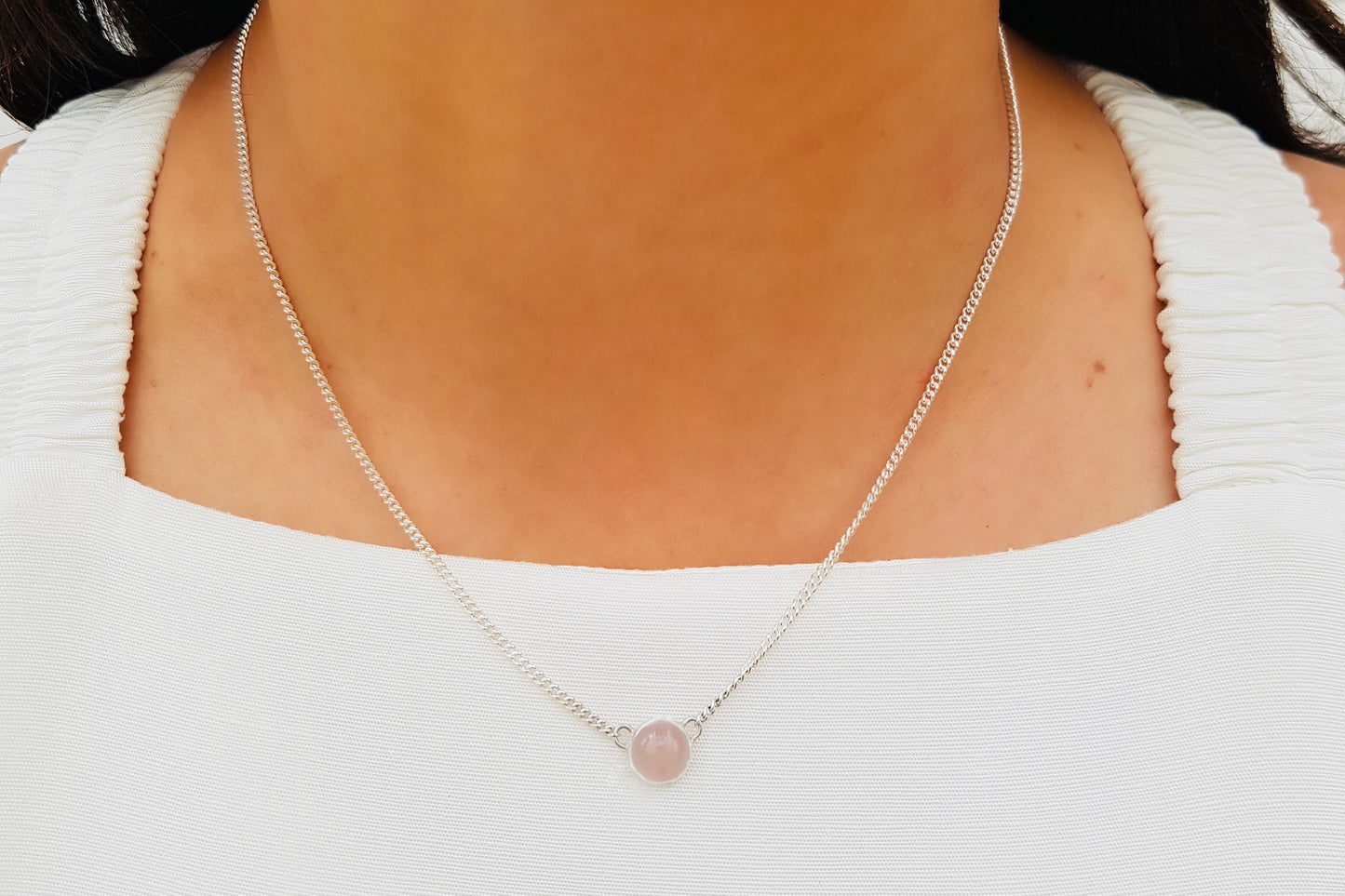 TAURUS Rose Quartz Necklace in Sterling Silver